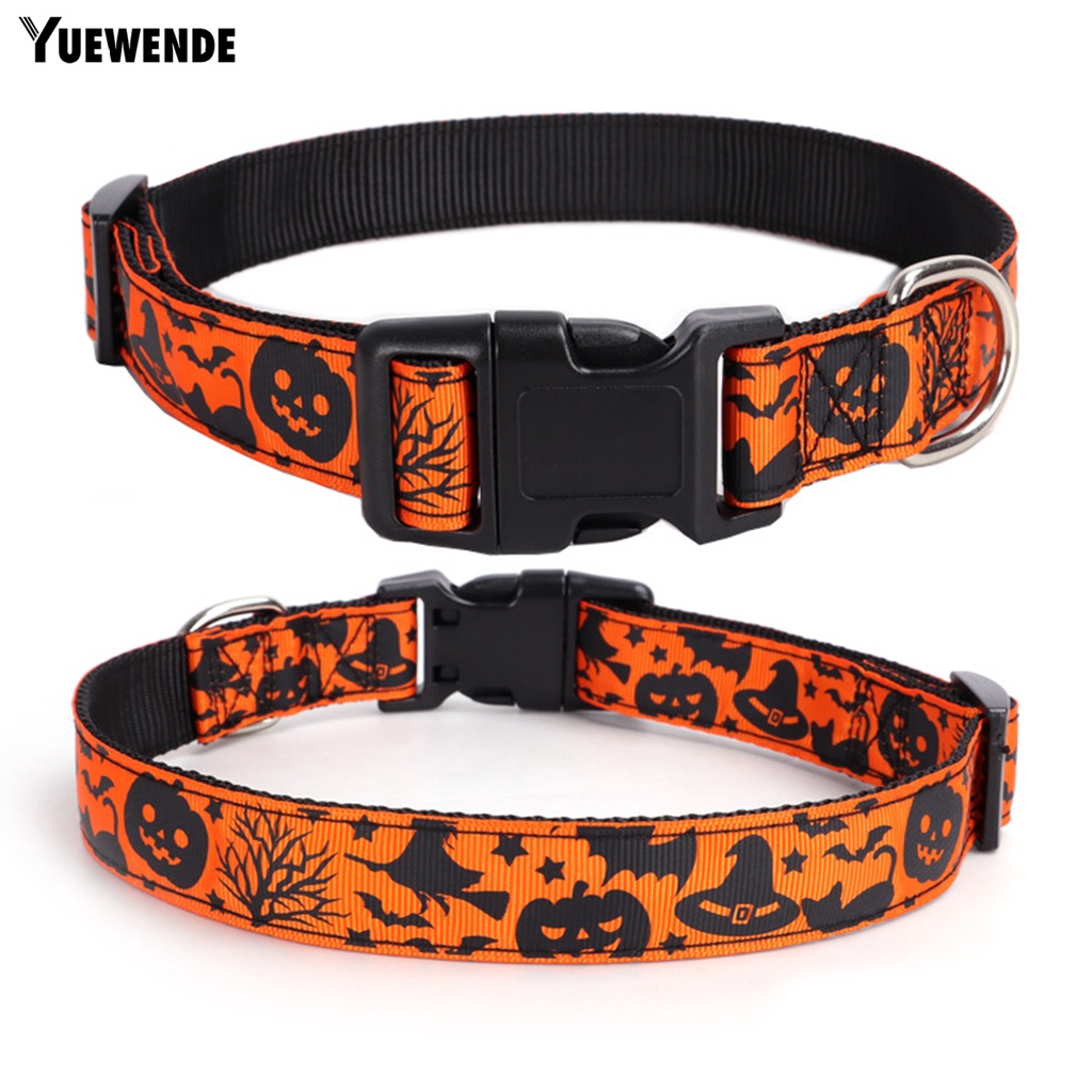 Yq.e Vòng Cổ Nylon Chống Mài Mòn In Họa Tiết Halloween Có Thể Điều Chỉnh Cho Thú Cưng