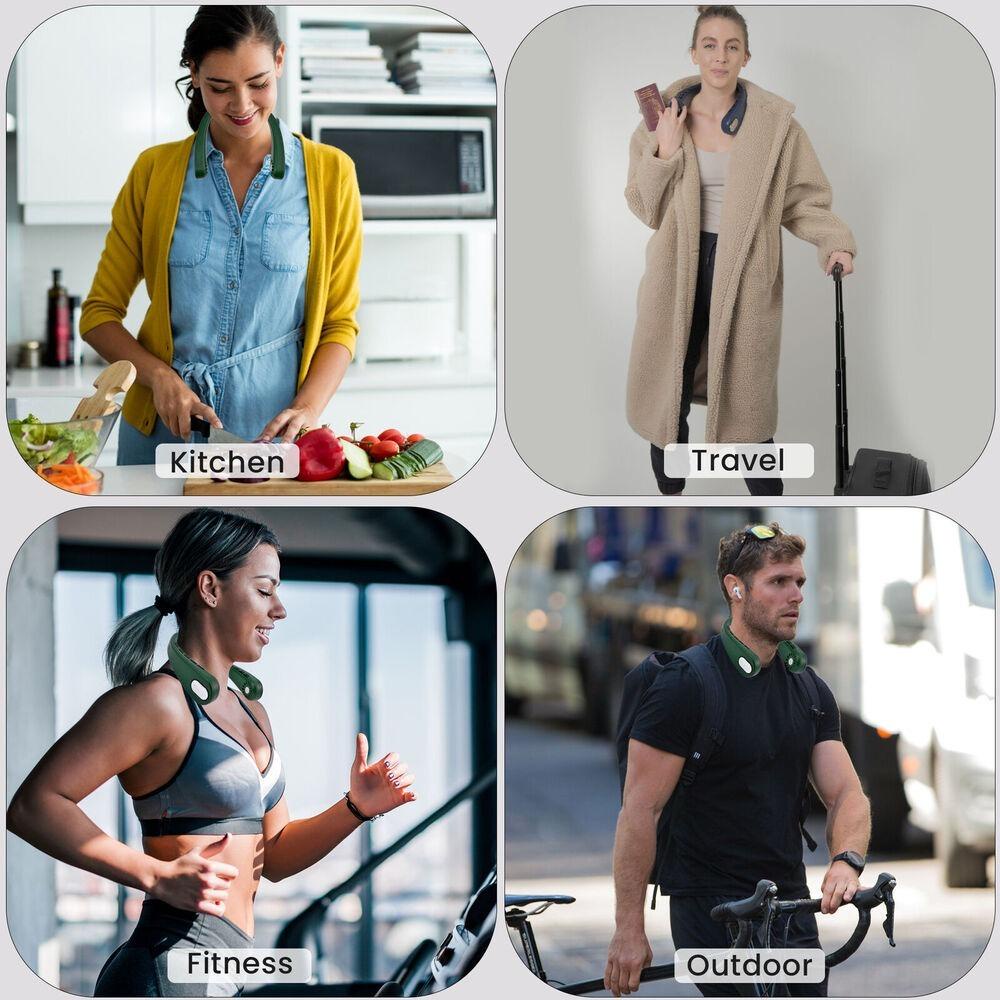 ESPO Quạt Nhỏ Đeo Cổ Không Cánh 4800mAh Sạc Cổng USB Có Thể Điều Chỉnh Tốc Độ Gió