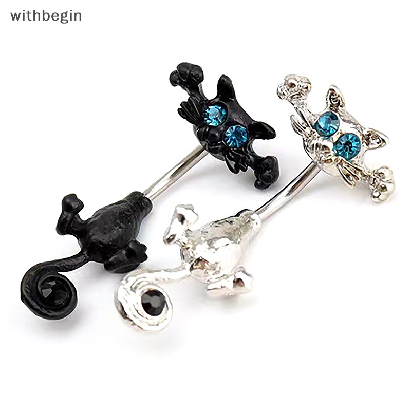 Khuyên Rốn Hình Mèo Bằng Thép Không Gỉ Đính Đá Chất Lượng Cao Quyến Rũ Cho Nữ