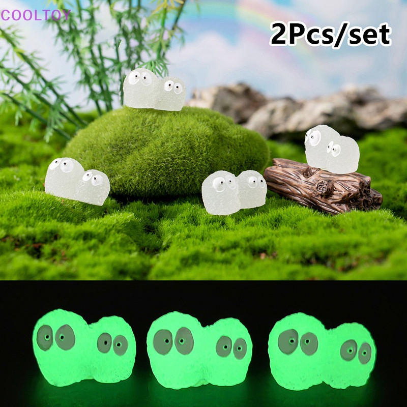 Bộ 2 Đồ trang trí Búp Bê Hoạt Hình Mini Màu Đen Phát Sáng Dùng Trang Trí Tiểu Cảnh