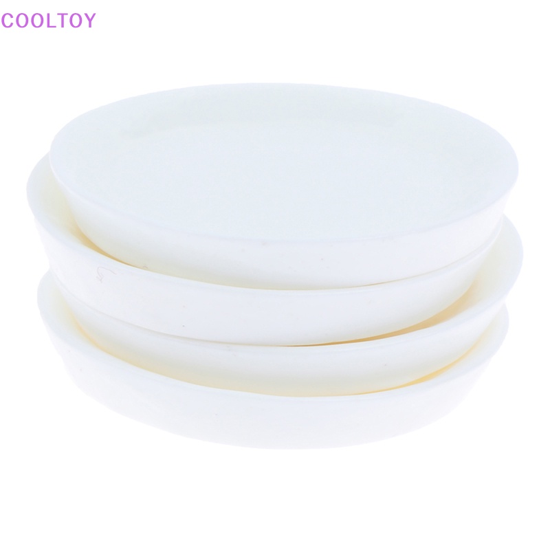Set 4 Đĩa Tròn Mini Màu Trắng Trang Trí Nhà Búp Bê 1: 12