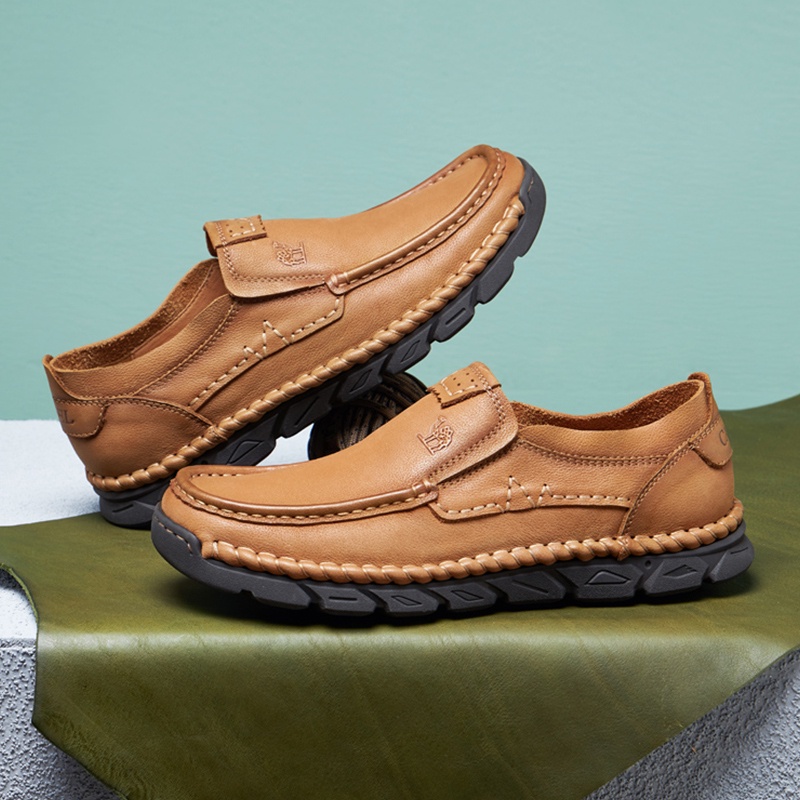 Giày Lười Da Thật Thoáng Khí Chống Trượt Thời Trang Cho Nam