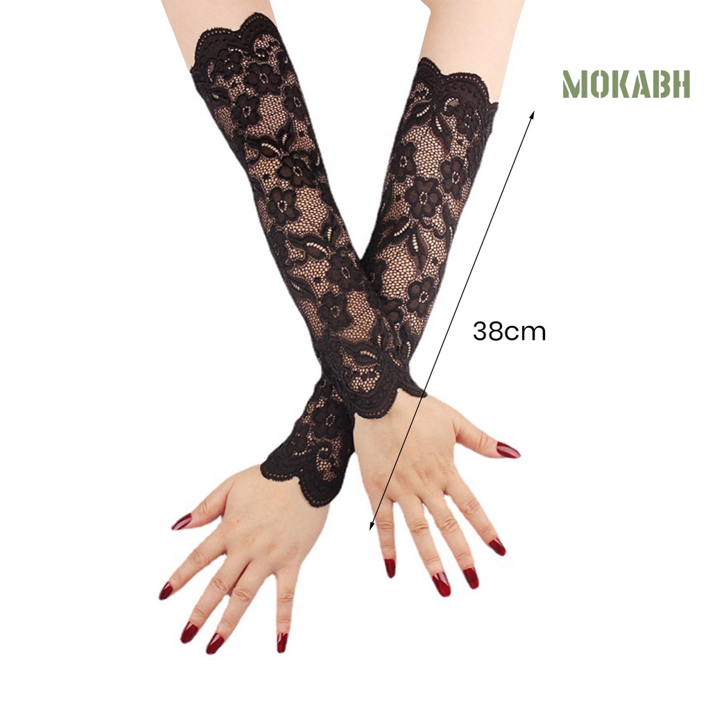 1 Cặp Găng Tay Ren Rỗng Mỏng Thoáng Khí Chống Tia UV Co Giãn Dành Cho Nữ