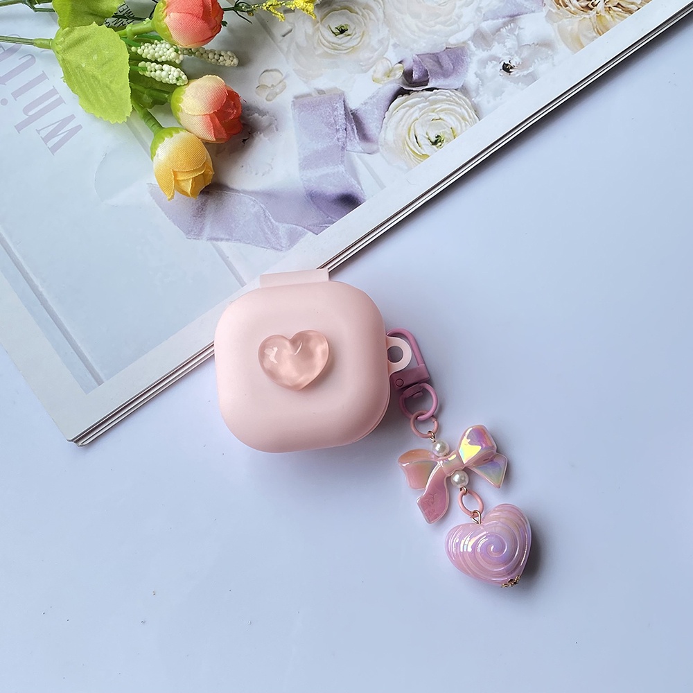 Vỏ Bảo Vệ Hộp Sạc Tai Nghe Samsung Galaxy buds live / buds2pro Galaxy buds 2 Bằng Silicon Hình Trái Tim Thời Trang Hàn Quốc