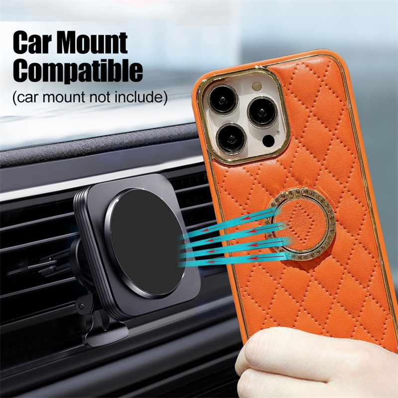 Ốp Điện Thoại Da Cứng Dạng Lưới Có Giá Đỡ Sang Trọng Cho IPhone 14 Pro i14 13 Pro 12Pro max 11 11Pro