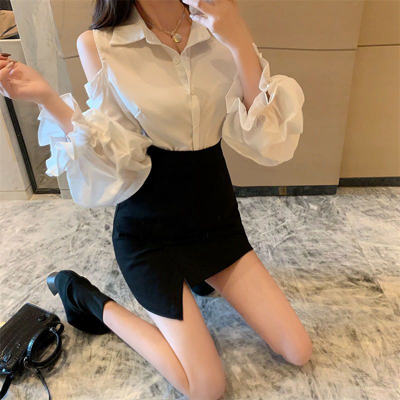 Bộ Áo Trễ Vai + Chân Váy Chữ A Lưng Cao Ôm Dáng Thời Trang Mùa Thu 2023 Cho Nữ