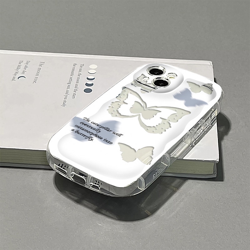 Ốp Điện Thoại Silicone TPU Mềm Trong Suốt Chống Sốc In Hình Bướm Cho IPhone 14 13 12 11 Pro Max XS X XR 8 + 7 Plus