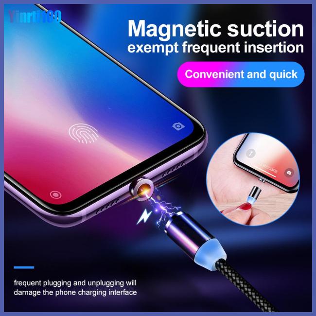 Dây Cáp Sạc Dữ Liệu Micro Usb Type C Có Đèn Led Nam Châm Cho Điện Thoại Di Động