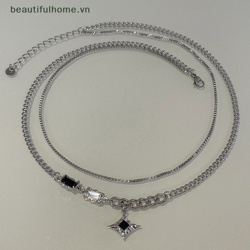 Vòng cổ Hai Lớp Mặt Hình Ngôi Sao Thời Trang Vintage Dành Cho Nam Nữ Y2K