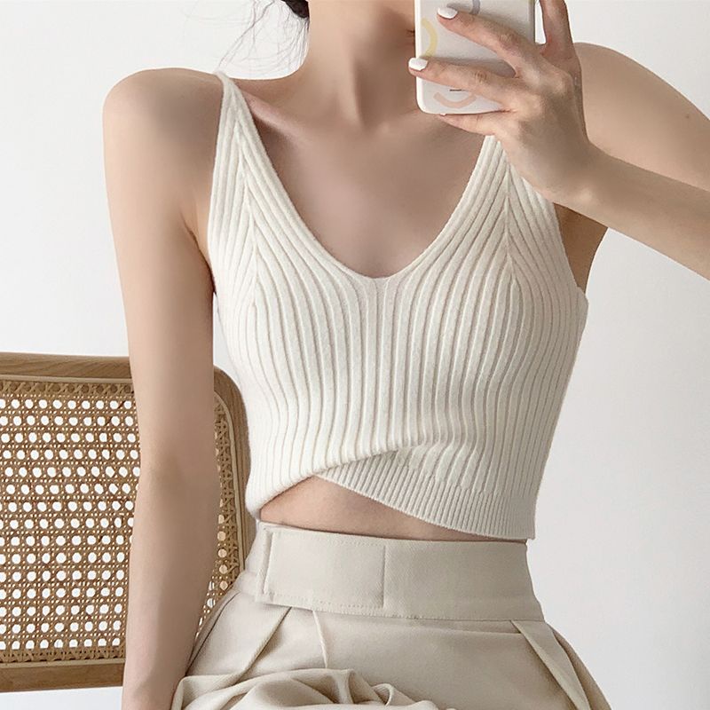Áo Hai Dây Dáng Ngắn Phong Cách Hàn Quốc Thời Trang Mùa Hè Đơn Giản Cho Nữ
