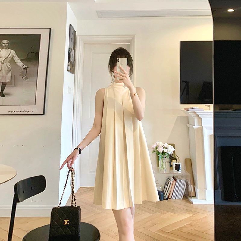 Đầm Hai Dây Sát Nách Màu Trơn Phong Cách Pháp 2023 Cao Cấp Cho Nữ