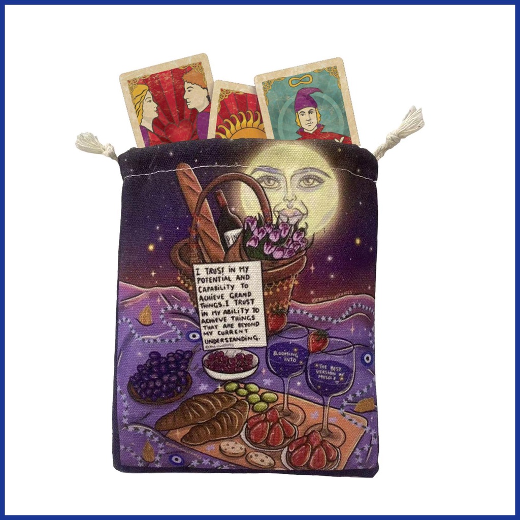 Túi Vải Đựng Bài Tarot Hình Mặt Trăng 5X7 Inch Đa Năng Tiện Dụng