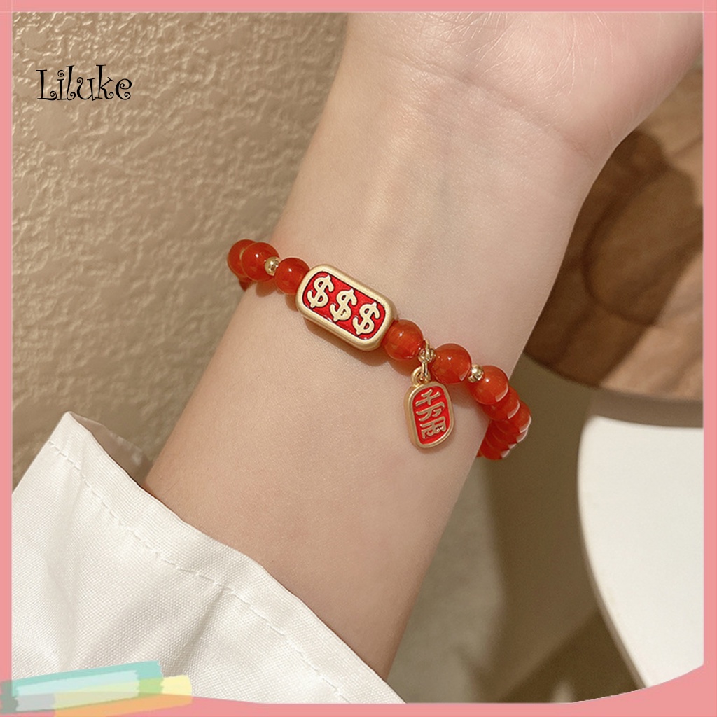 Vòng Tay Dây Bện Gắn Biểu Tượng Bò Sữa May Mắn Bằng Hợp Kim Phong Cách Trung