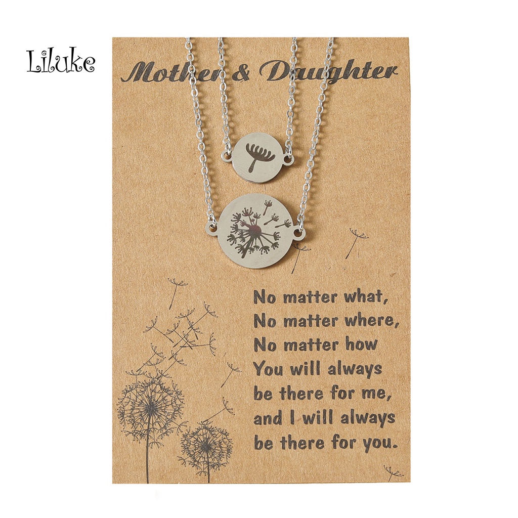 Set 2 Vòng cổ Hợp Kim Khắc Họa Tiết Hoa Bồ Công Anh Xinh Xắn Dành Cho Mẹ Và Bé