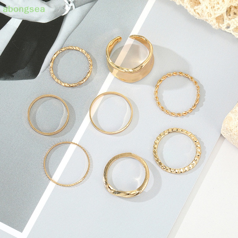 Set 8 Nhẫn Kim Loại Đeo Khớp Ngón Tay Phong Cách Vintage Cho Nữ