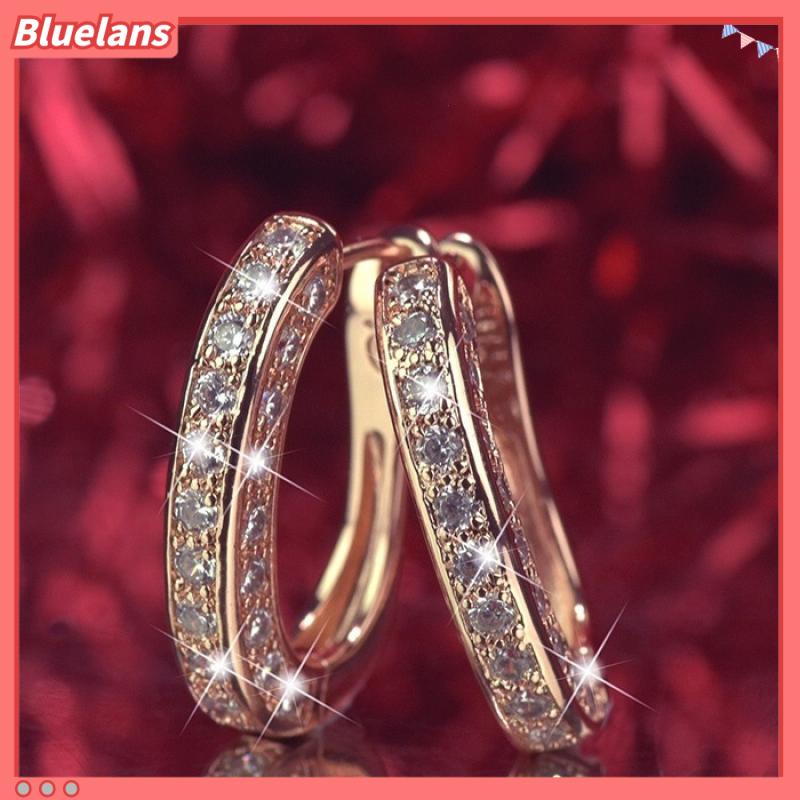 [BLS] Khuyên Tai Kẹp Ba Mặt Đính Kim Cương Giả Thời Trang Mới