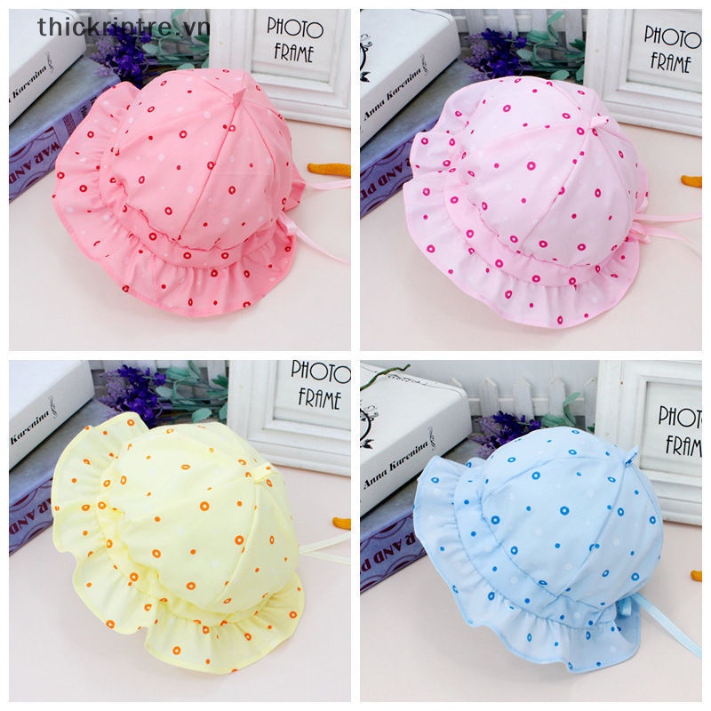 Nón Bucket Mỏng Họa Tiết Chấm Bi Đính Nơ Thời Trang Xuân Thu Cho Bé