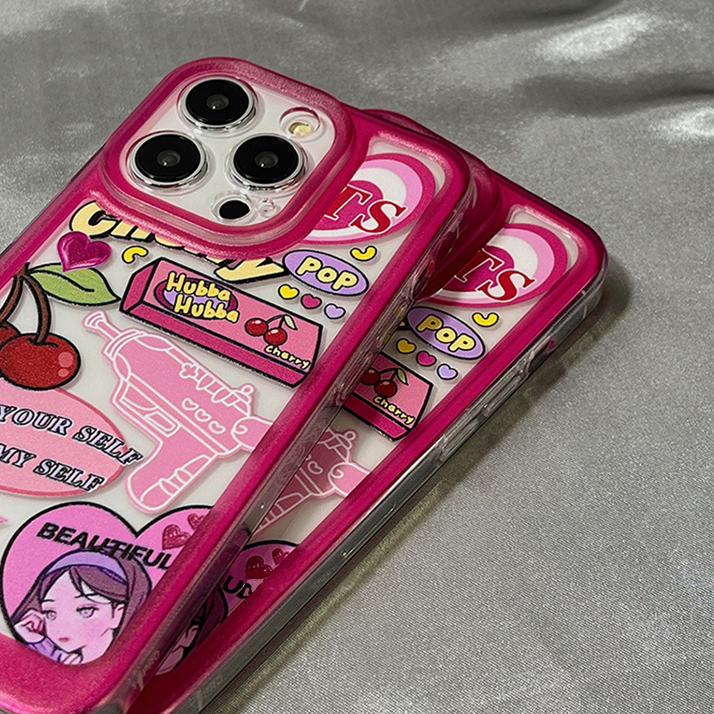 Ốp Điện Thoại TPU Mềm Chống Bụi Chống Rơi In Hình Cô Gái Màu Hồng Cho IPhone 14 13 12 11 Pro Max X XR 8 7 Plus