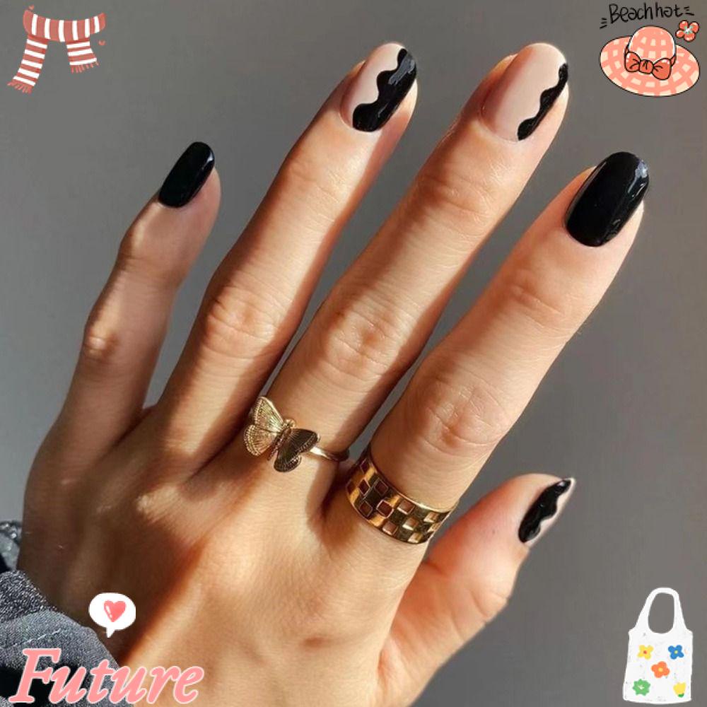 Set 24 Móng Tay Giả Dạng Nhấn Họa Tiết Hoa Nhiều Màu Sắc DIY