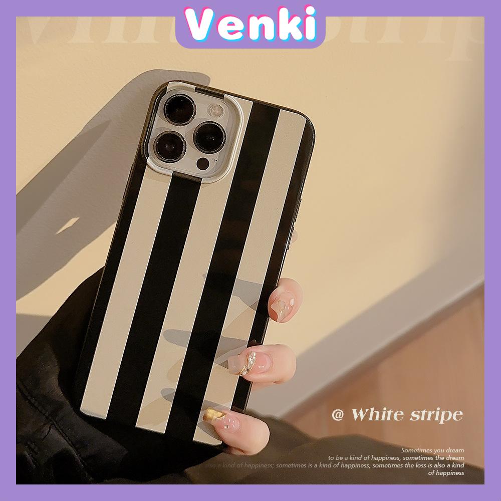 VENKI - Dành Cho iPhone 11 Ốp Lưng iPhone Đen Bóng TPU Mềm Chống Sốc Bảo Vệ Camera Sọc Đen Trắng Đơn Giản Tương Thích Với iPhone 14 13 Pro max 12 Pro Max xr xs max 7 8