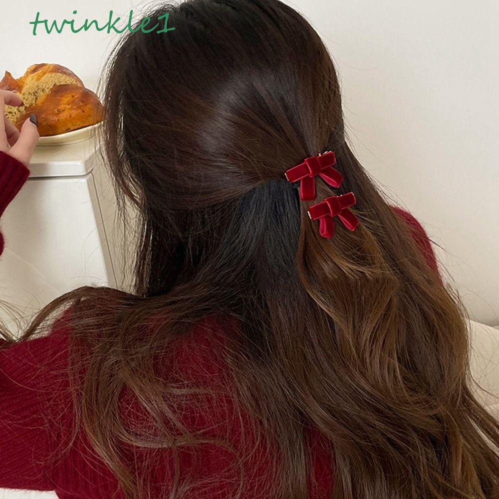 Kẹp Tóc Nơ Mini Bằng Nhung Lấp Lánh Đơn Giản Sáng Tạo Phong Cách Hàn Quốc Dành Cho Bạn Gái