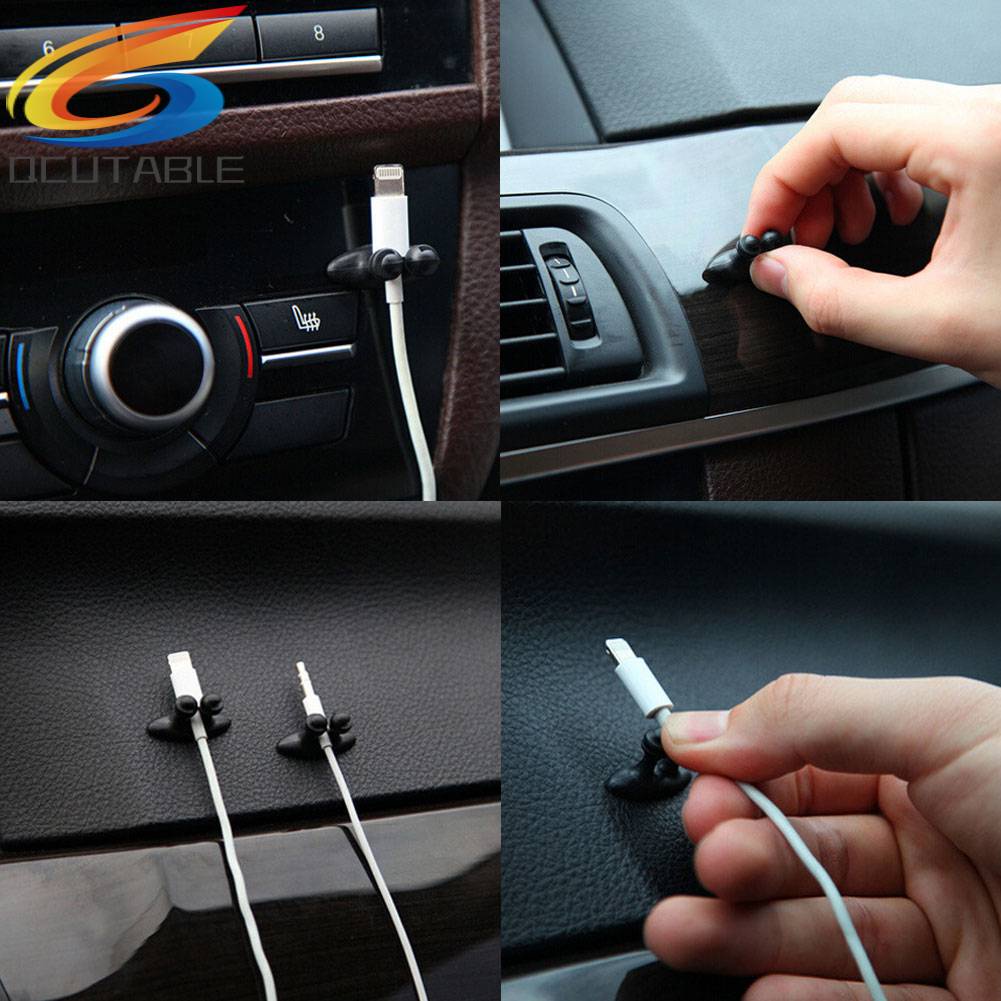 Set 8 Kẹp Tai Nghe / Dây Cáp Gắn Bảng Điều Khiển Xe Hơi