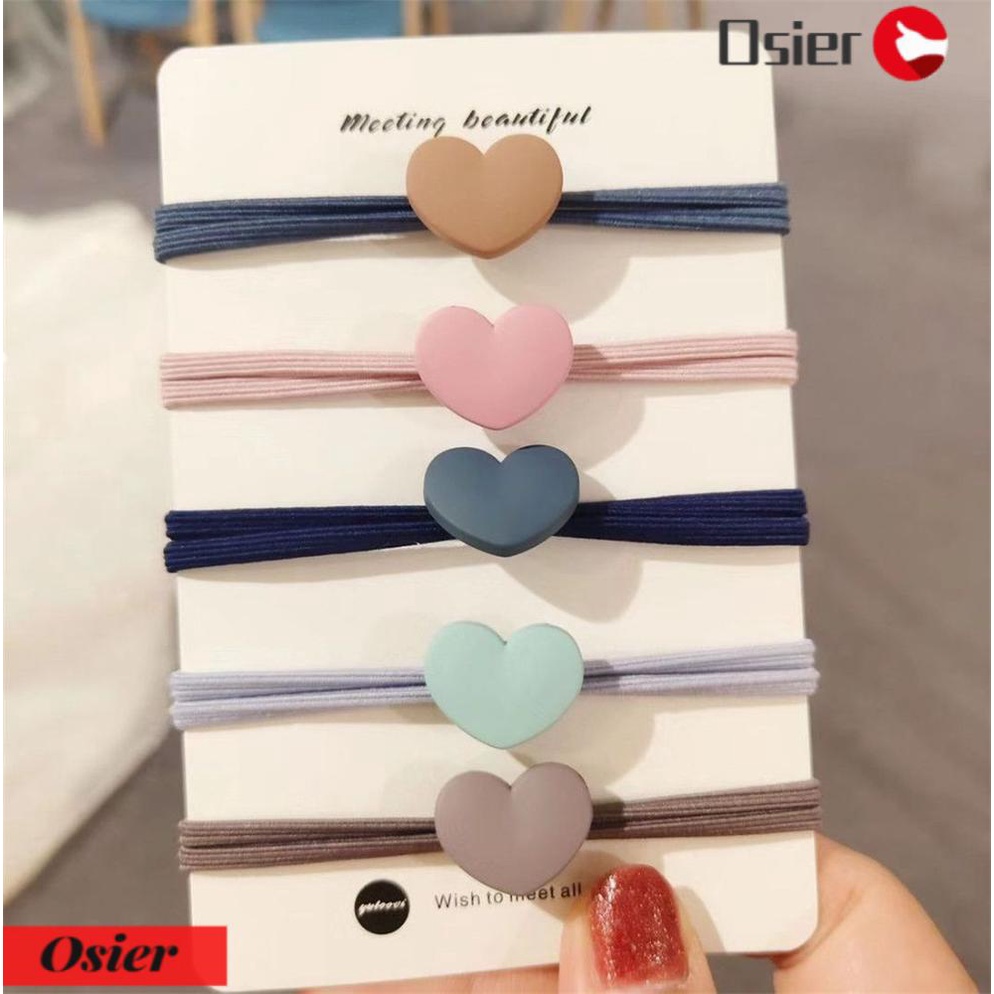OSIER1 Dây Cột Tóc Hình Trái Tim Xinh Xắn Thời Trang Mới Cho Nữ 1