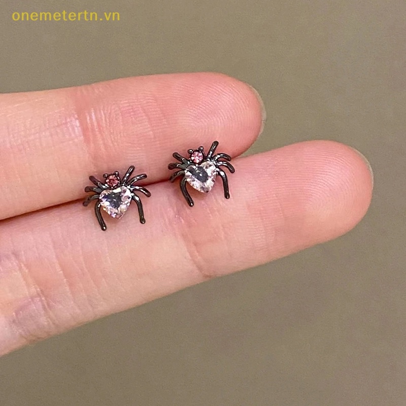 1 Đôi Khuyên Tai Xoắn Ốc Hình Nhện / Trái Tim Đính Đá Zircon Thời Trang Cho Nữ