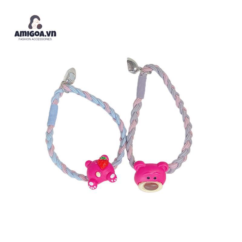 ✨✨Dây Buộc Tóc Từ Tính Hình Gấu / Dâu Tây Dễ Thương Cho Cặp Đôi