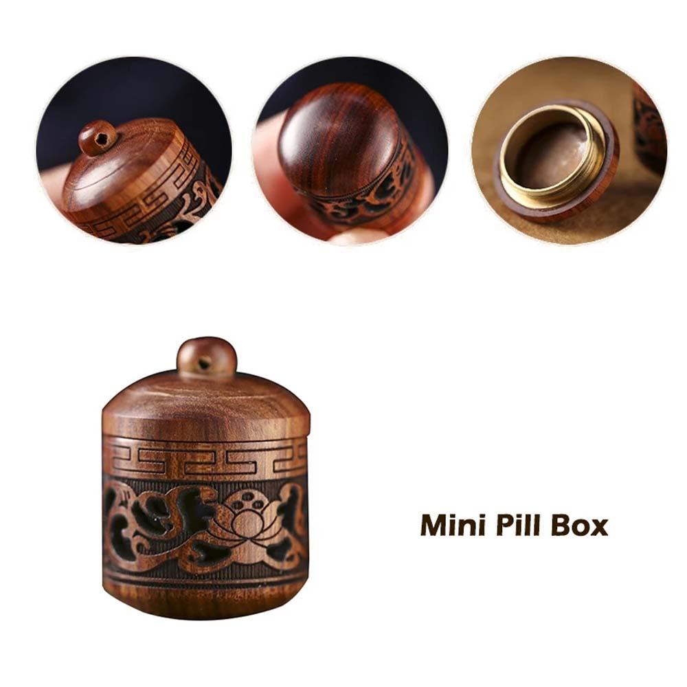 Hộp Đựng Thuốc Bằng Gỗ Hình Lồng Đèn Hoa Sen Mini Tiện Dụng Mang Theo Du Lịch