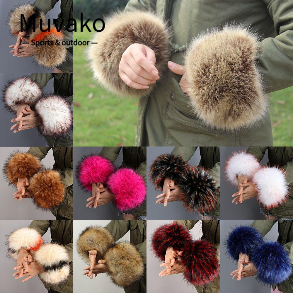 MUVAKO Găng Tay Dài Qua Gối Vải Lông Co Giãn Thời Trang Mùa Đông Cho Nữ