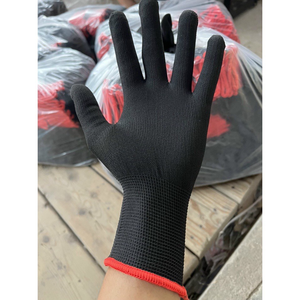 Set 12 đôi Găng tay vải mút đen Găng tay vải mút màu ghi xám /găng tay bảo hộ lao động bao tay lao động.