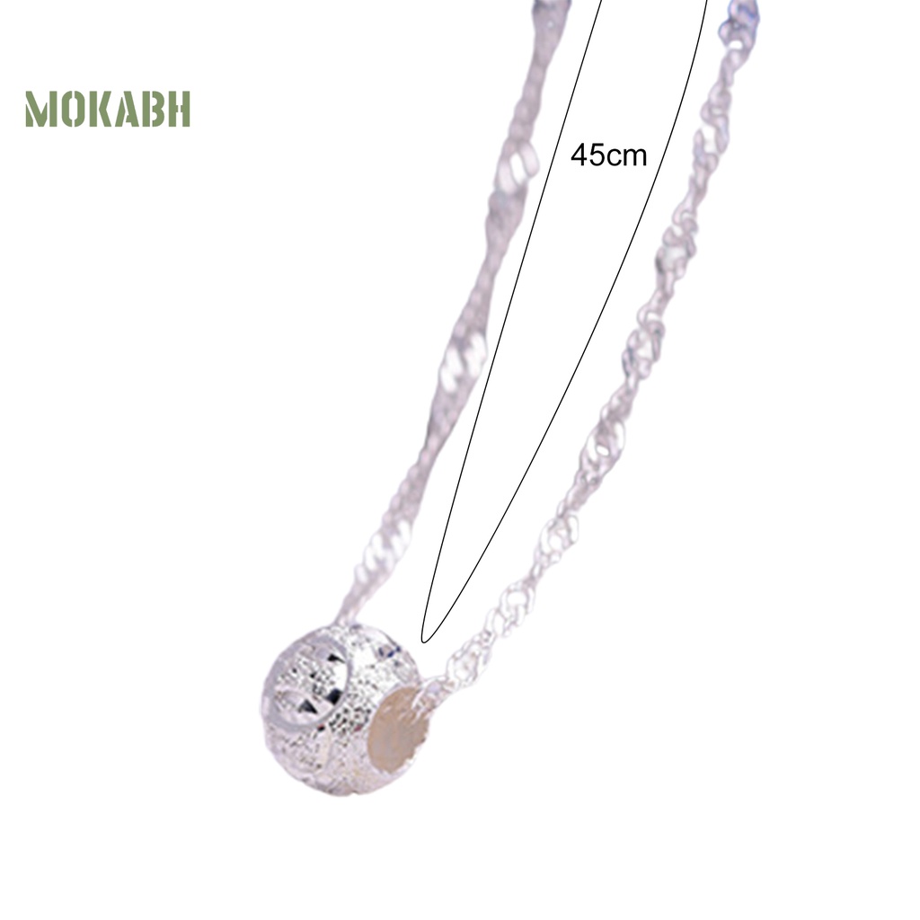 [Mok Abh] Vòng cổ Dạng Gợn Sóng Nước Bằng Thép Không Gỉ Màu Bạc Lấp Lánh Thời Trang Du Lịch Cho Nữ