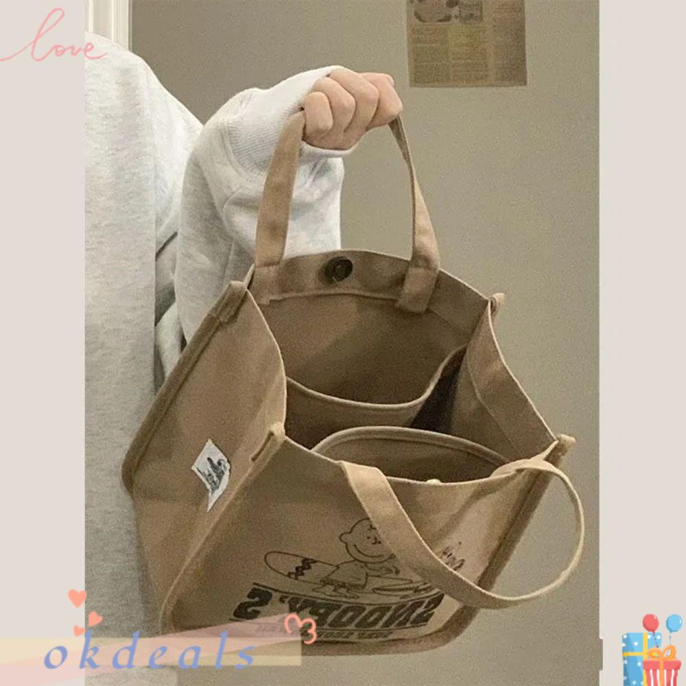 Túi Tote Vải Canvas In Hoạt Hình Dễ Thương Dành Cho Đi Du Lịch