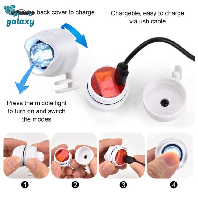 Galaxy Bộ 2 Đèn Pha Croc Ipx5 Chống Thấm Nước Có Thể Sạc Lại Bằng Cổng Usb Cho Hoạt Động Ngoài Trời