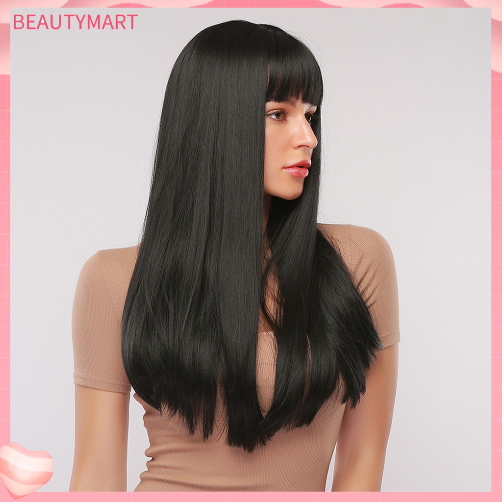 Tóc Giả Nối Dài Thẳng 28 Inch Bằng Sợi Tổng Hợp Kháng Nhiệt Cho Nữ