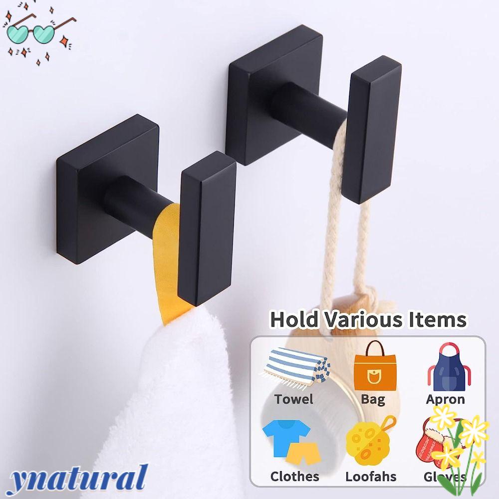 Set 2 Móc Treo Khăn Gắn Tường Màu Đen Nhám Đơn Giản Chịu Tải Nặng Cho Phòng Tắm