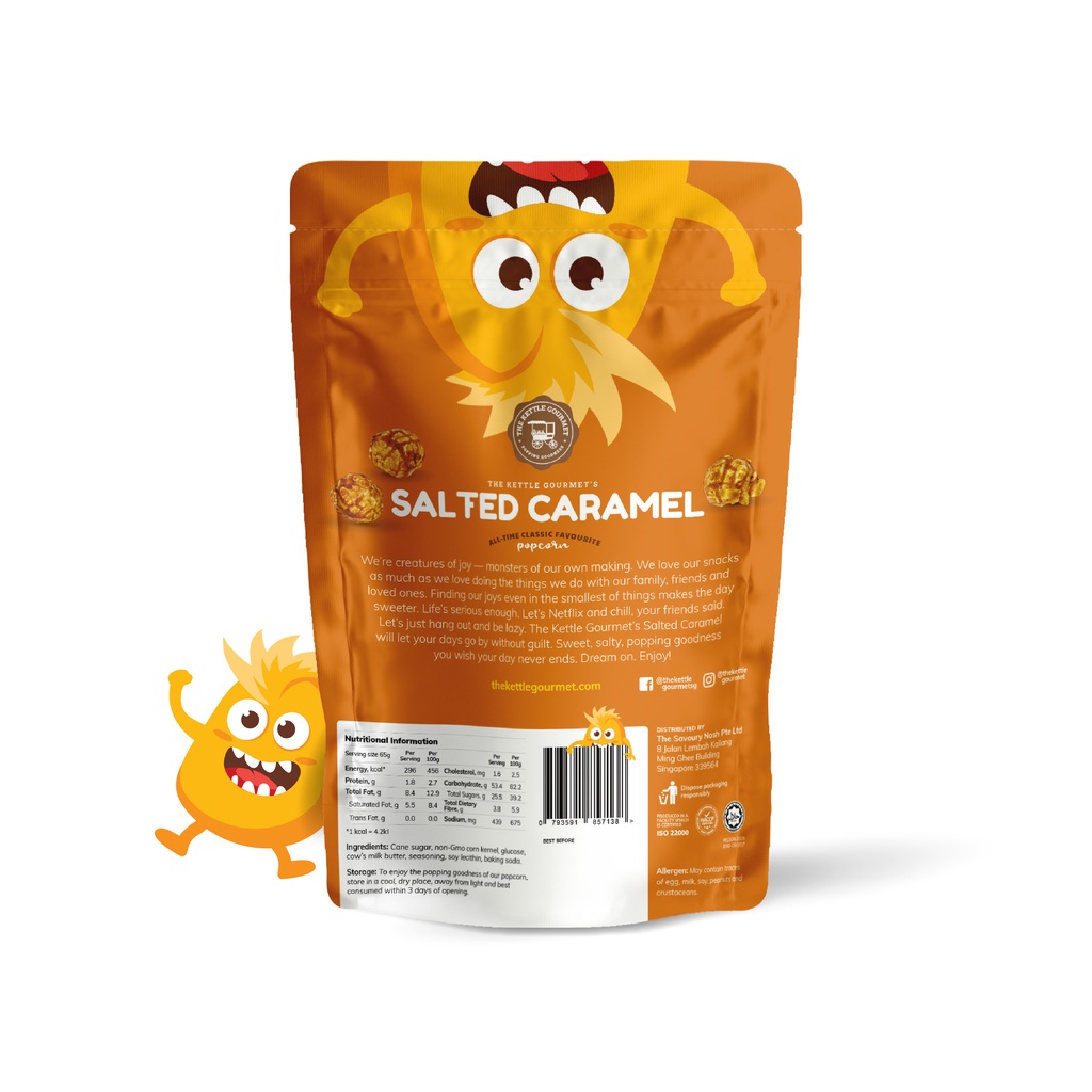 Bắp Rang Bơ Vị Caramel Muối Thương Hiệu The Kettle Gourmet - Salted Caramel Popcorn 65g/Bịch