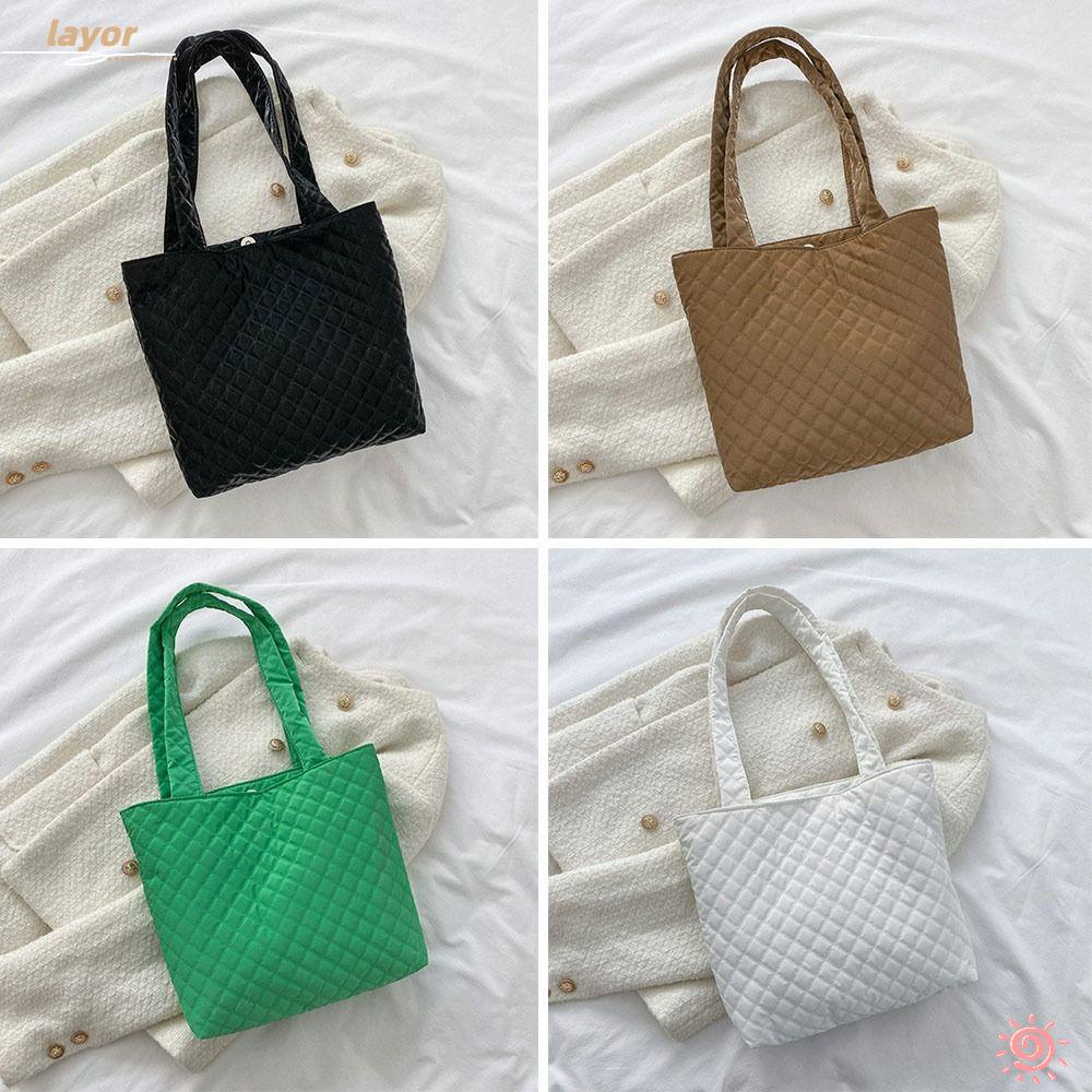 Túi Tote Cotton Nylon Màu Trơn Sức Chứa Lớn Thời Trang Cho Nữ