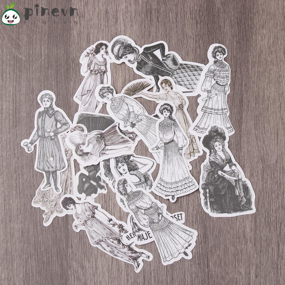 Bộ 14 Miếng Dán Hình Nhân Vật Thời Trang Trang Trí Sổ Tay Nhật Ký