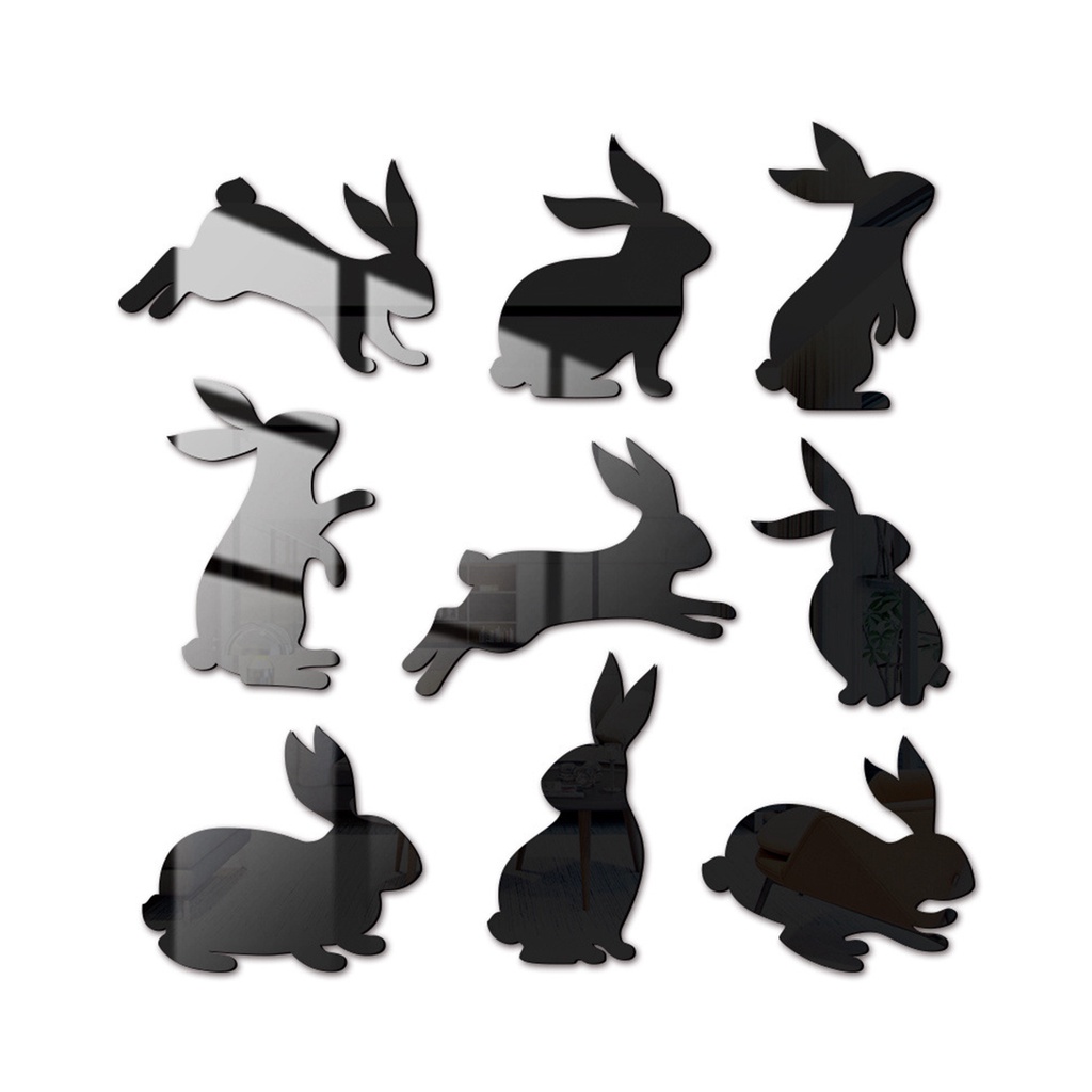 1 Bộ Đề Can Acrylic Tự Dính Hình Thỏ Tráng Gương Trang Trí Nhà Cửa