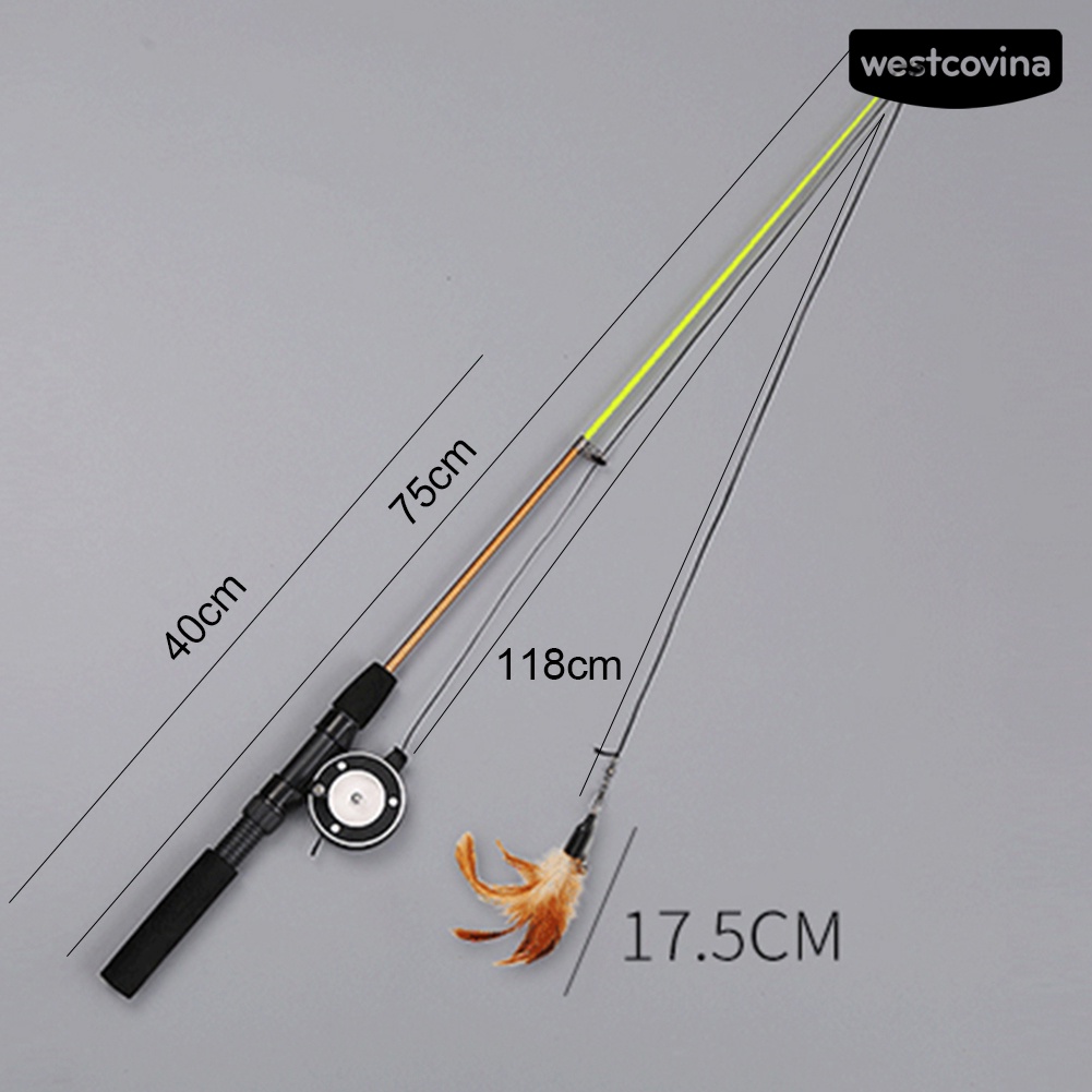 [COD]♞Cần Câu Gắn Lông Vũ Có Thể Thu Gọn Tiện Dụng Cho Mèo Cưng