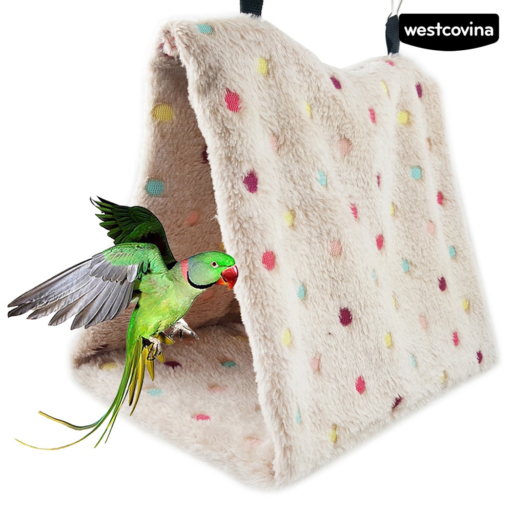 [WST]♞Võng Treo Vải Lông Mềm Ấm Áp Họa Tiết Chấm Bi Cho Chim Vẹt