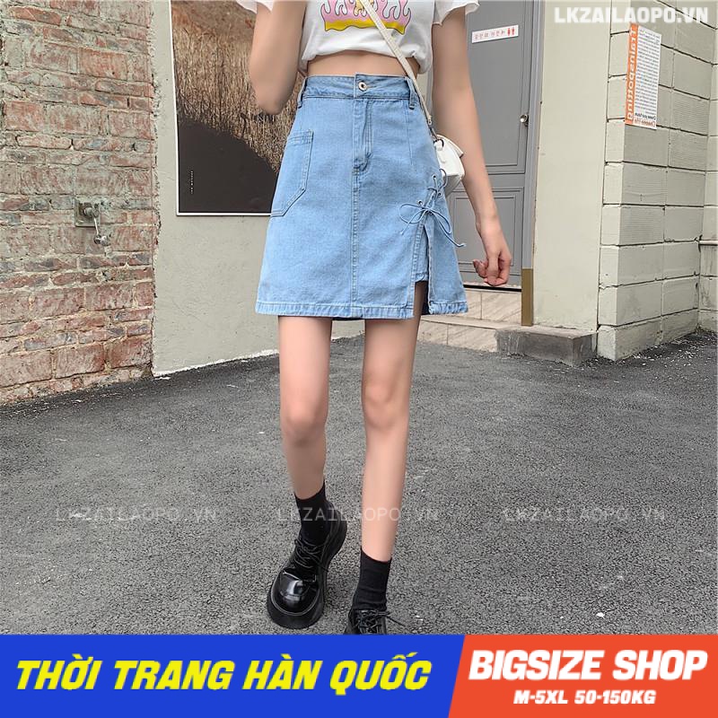 Chân váy denim nữ chân váy jeans bò nữ ngắn Bigsize chân váy nữ lưng cao cạp cao chữ a mùa hè Phong cách Hàn Quốc Thời Trang tiểu thư cá tính xinh đẹp bigsizegiaree
