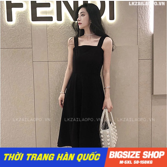 Đầm 2 dây dáng dài Bigsize Váy hai dây nữ Không tay cổ vuông mùa hè Phong cách Hàn Quốc Thời Trang đẹp