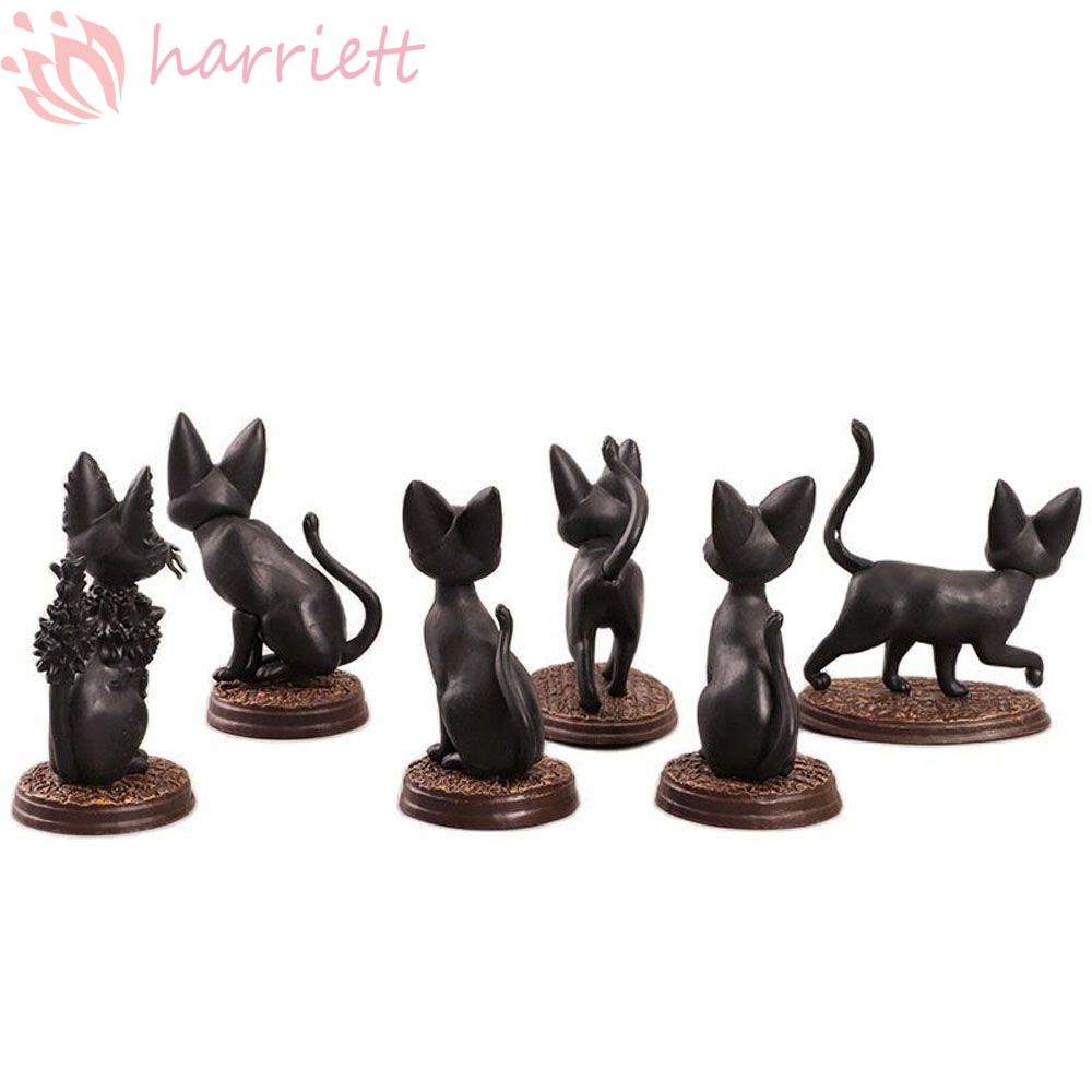 HARRIETT Set 6 Mô Hình Mèo Đen Dễ Thương Cho Bé