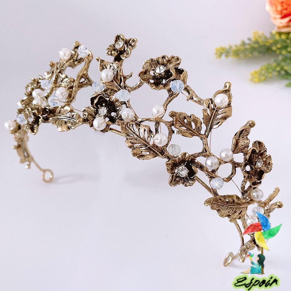 ESPO Vương Miện Cài Tóc Hình Chiếc Lá Màu Sắc Vàng Phong Cách Cổ Điển