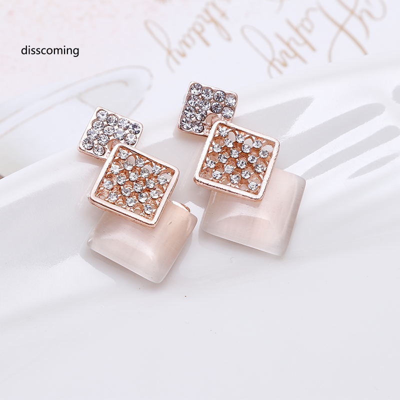 Đầm Nữ Kiểu Dáng Thời Trang Thanh Lịch| Bộ Vòng cổ + Bông Tai Hình Vuông Rỗng Đính Đá Opal Thời Trang