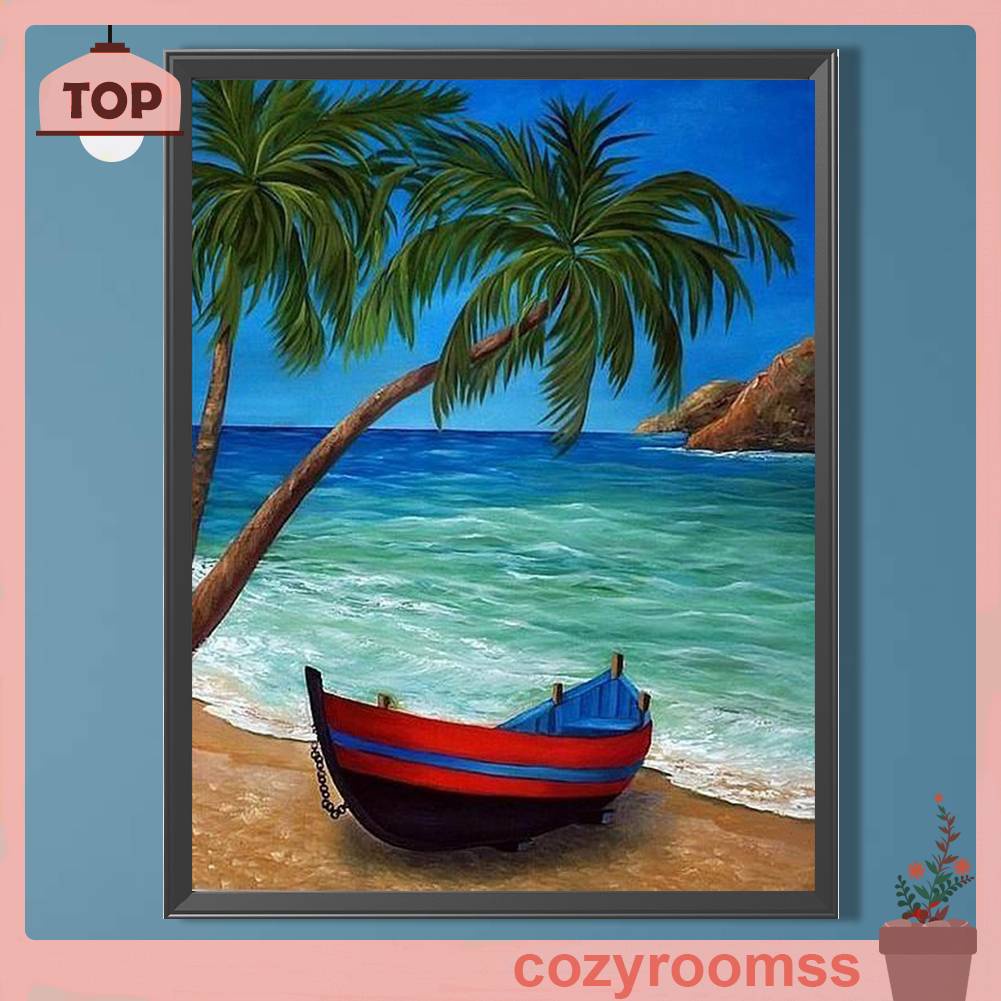 Tranh Đính Đá Kim Cương Toàn Bộ 5D DIY Hình Vẽ Cây Dừa