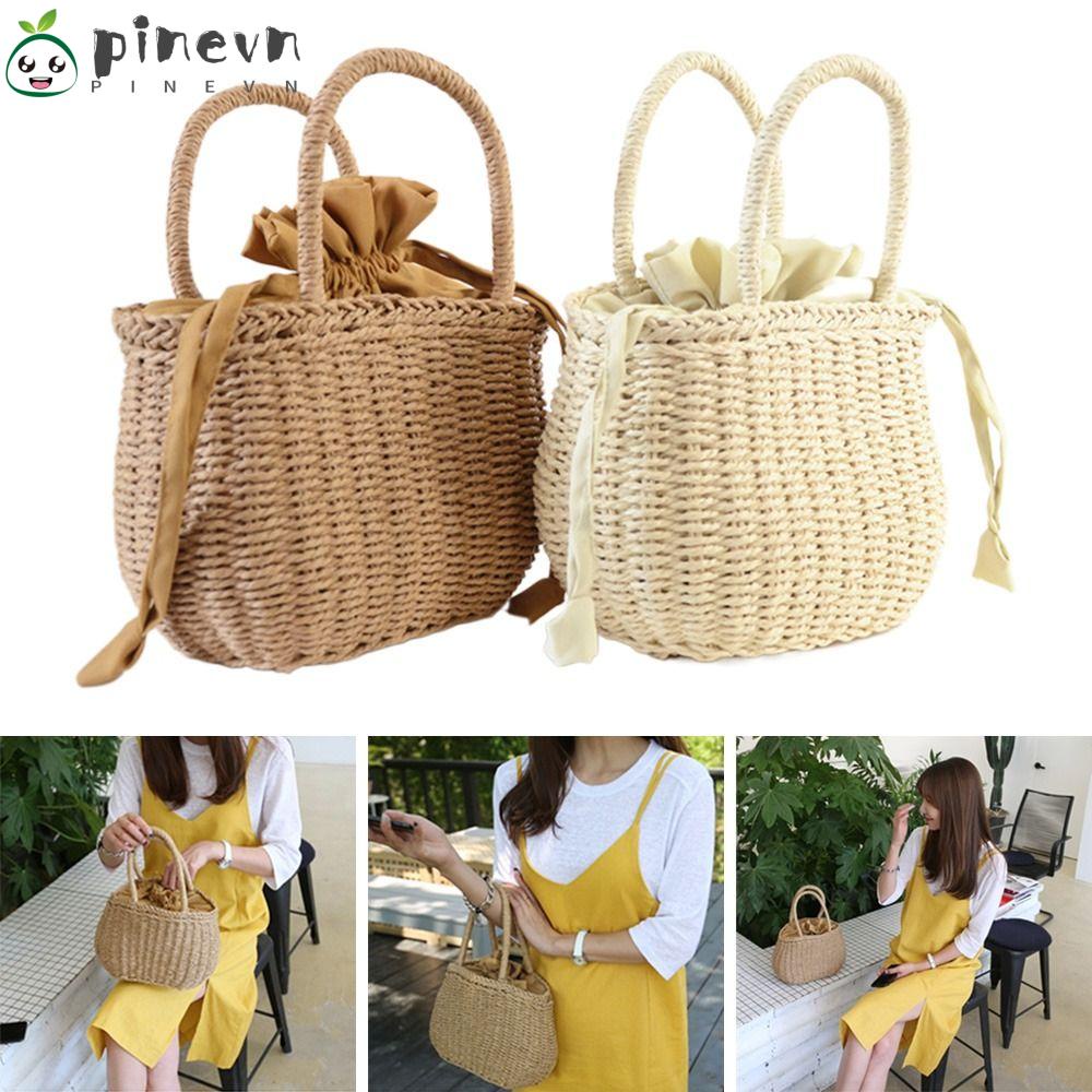 PINEVN Túi Xách Đan Lát Thời Trang Hè 2023 Cho Nữ